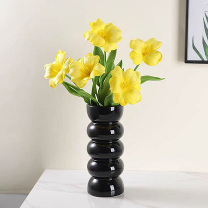 Black Vintage Bamboo Knot Glass Vase