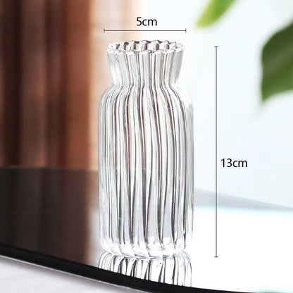 Minimalist Transparent Stripe Glass Vase Series