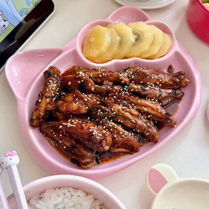 Pink Kitty-Shaped Plate
