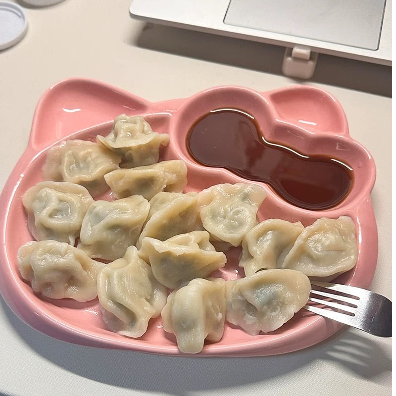 Pink Kitty-Shaped Plate
