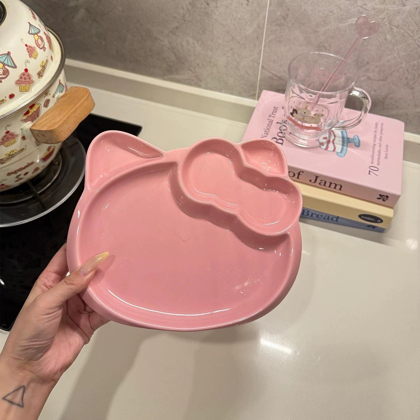 Pink Kitty-Shaped Plate