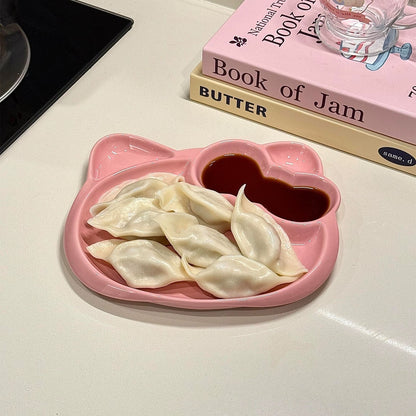 Pink Kitty-Shaped Plate