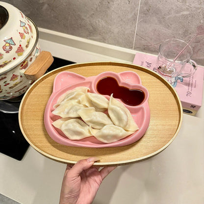 Pink Kitty-Shaped Plate