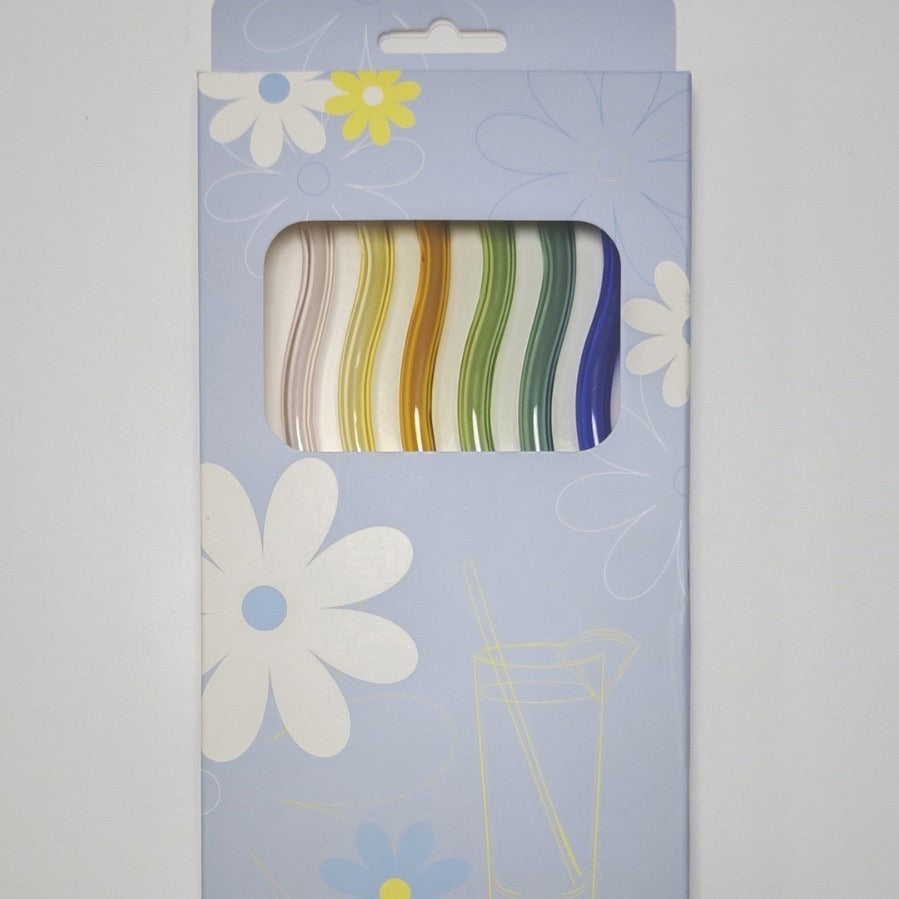 High Borosilicate Glass Straw Set of 6 with Cleaning Brush