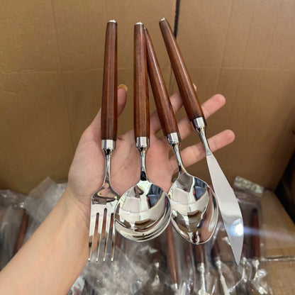 Japanese Vintage Brazilian Wood Handle Stainless Steel Cutlery