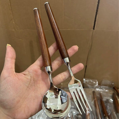 Japanese Vintage Brazilian Wood Handle Stainless Steel Cutlery