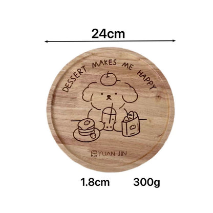 Round Cat / Dog Wooden Plate