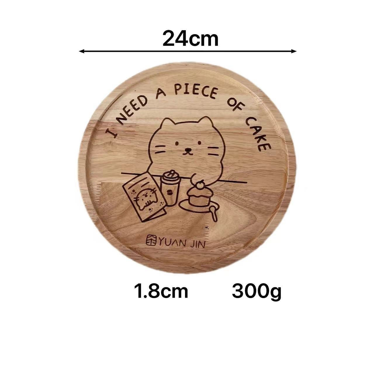 Round Cat / Dog Wooden Plate