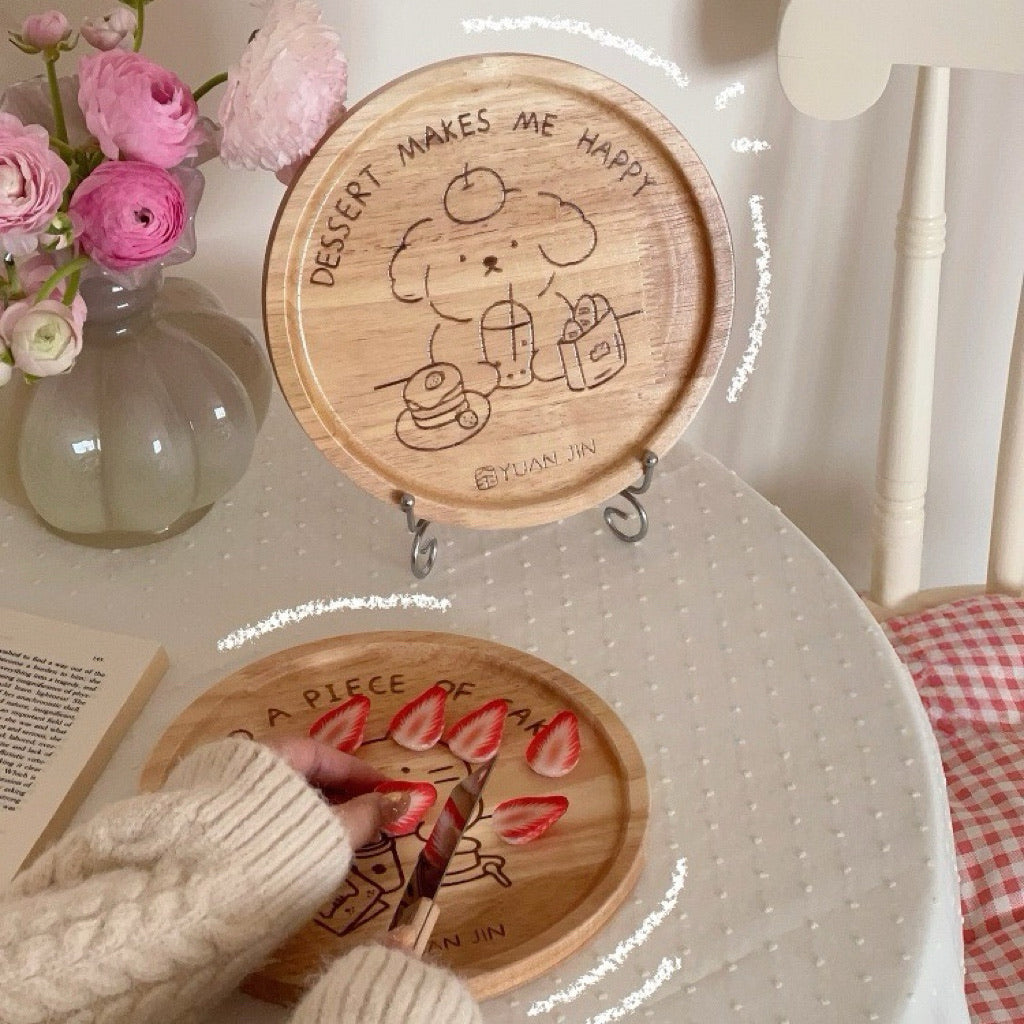Round Cat / Dog Wooden Plate