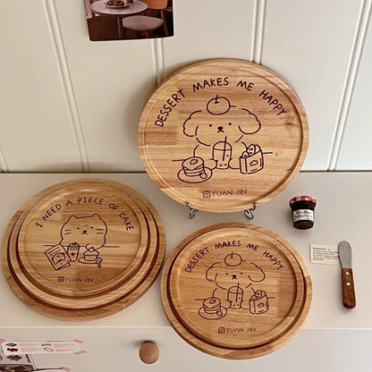 Round Cat / Dog Wooden Plate
