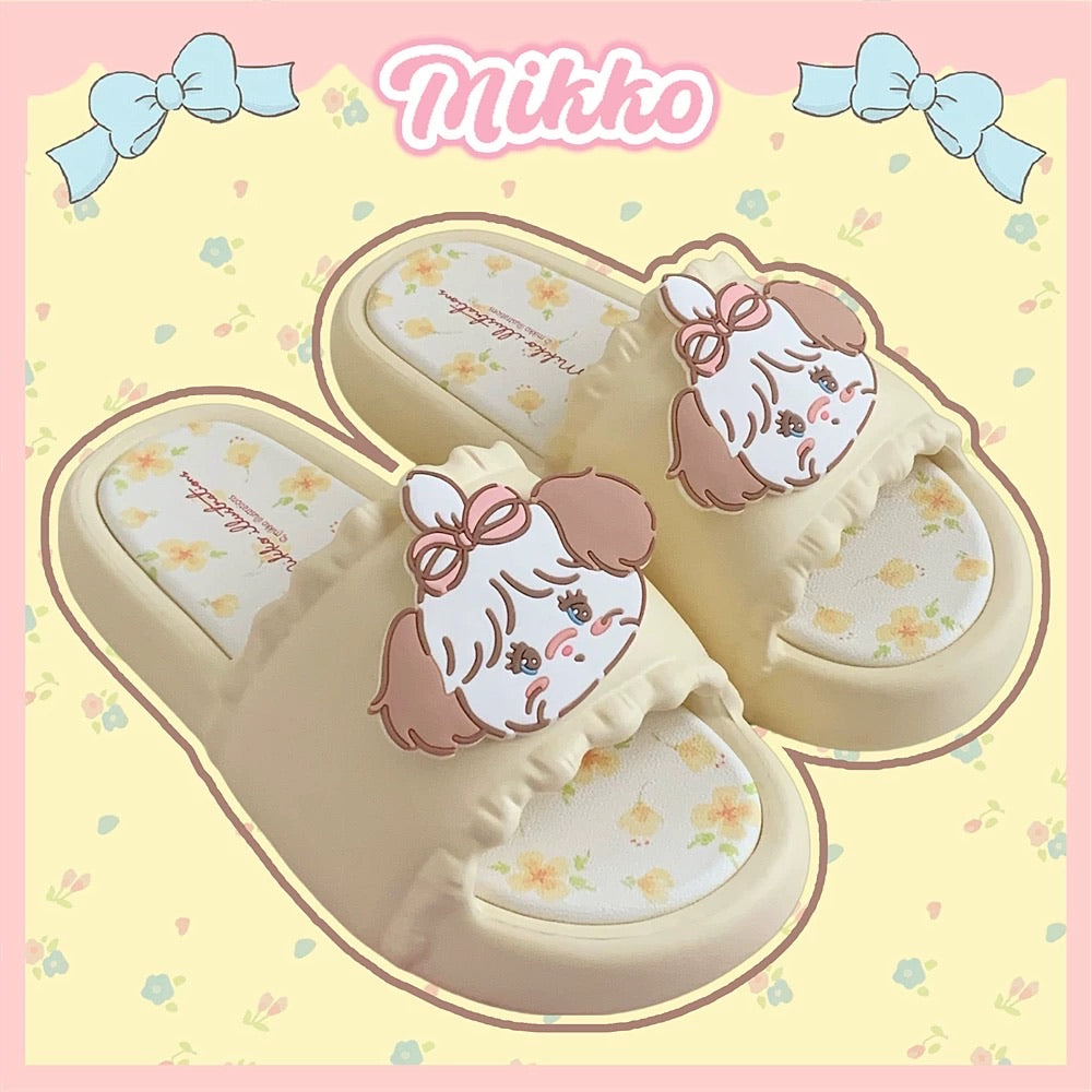 Light Yellow Cute Mikko Thick-Soled Slippers