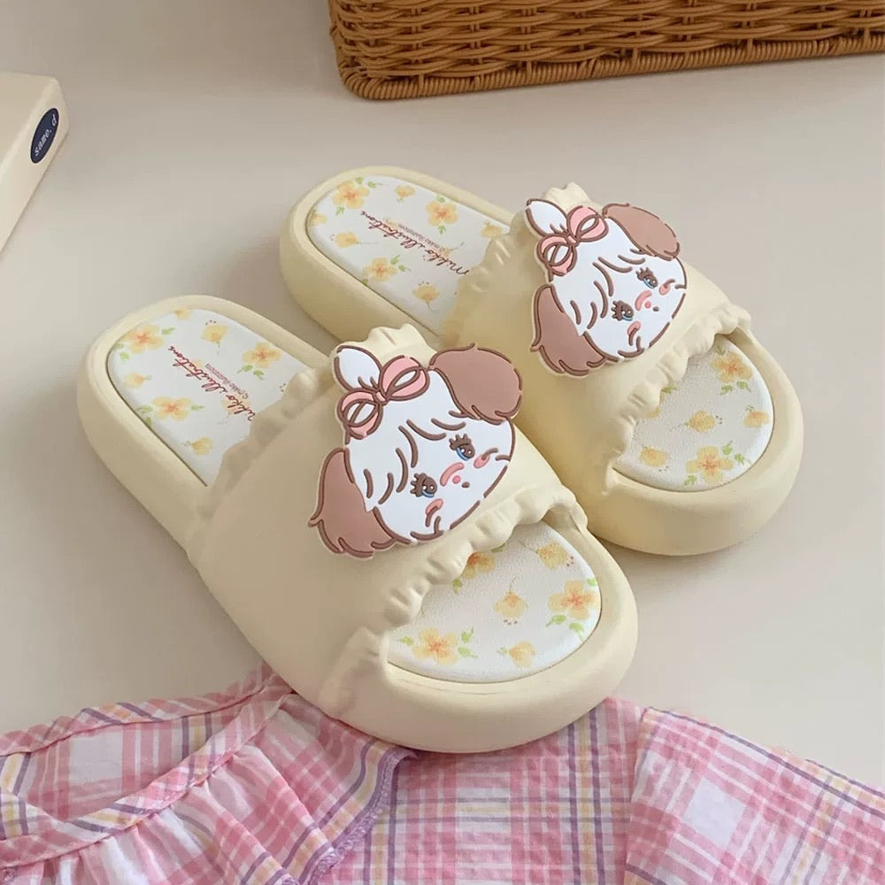 Light Yellow Cute Mikko Thick-Soled Slippers