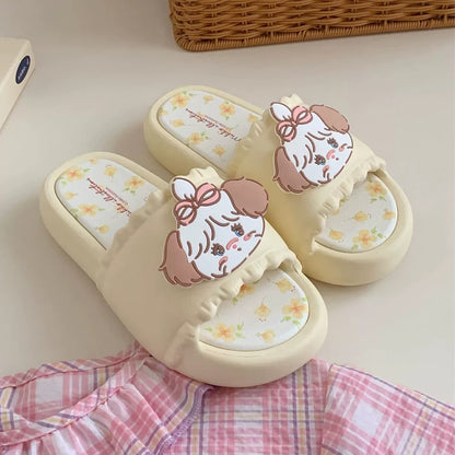 Light Yellow Cute Mikko Thick-Soled Slippers