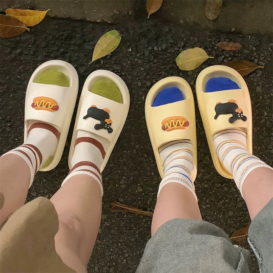 Cute Dachshund Thick-Soled Couple Slippers