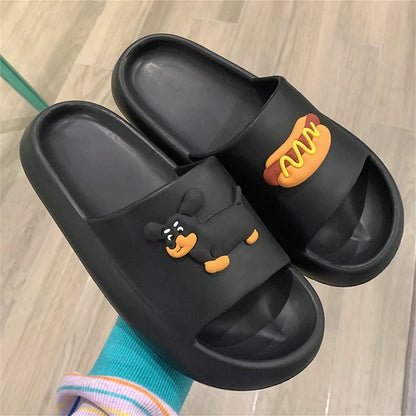Cute Dachshund Thick-Soled Couple Slippers