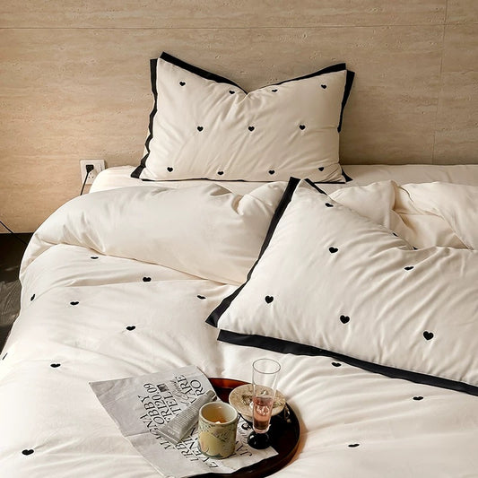 Heart Pattern 100% Lenzing Tencel 100s 4-Piece Bedding Set