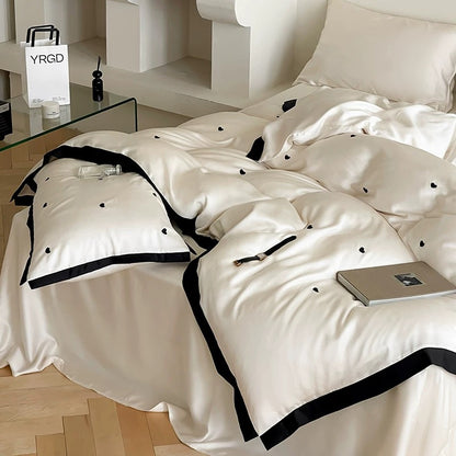 Heart Pattern 100% Lenzing Tencel 100s 4-Piece Bedding Set