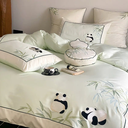 Bamboo Panda 100% Egyptian Cotton 100s Jacquard 4-Piece Bedding Set