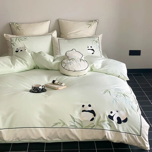 Bamboo Panda 100% Egyptian Cotton 100s Jacquard 4-Piece Bedding Set