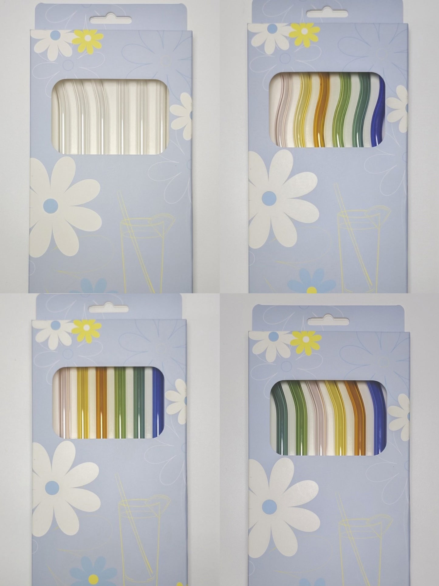 High Borosilicate Glass Straw Set of 6 with Cleaning Brush