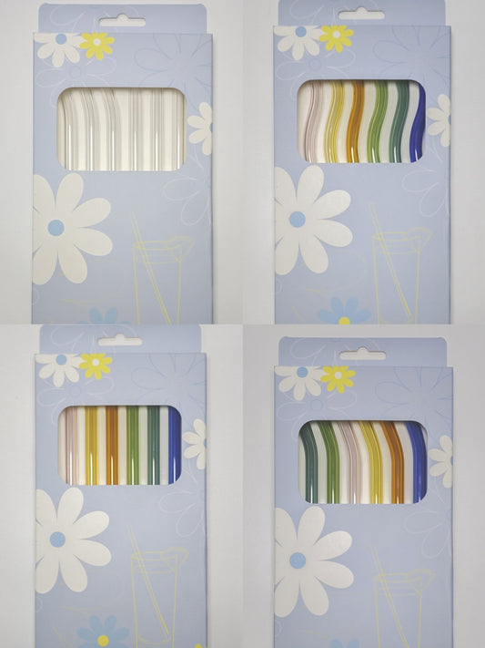 High Borosilicate Glass Straw Set of 6 with Cleaning Brush