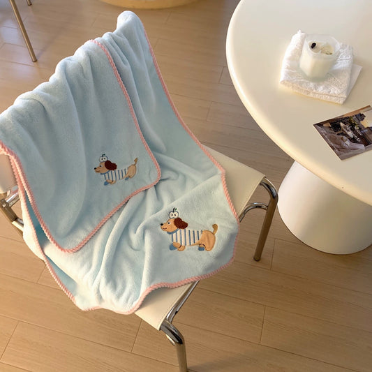 Peaceful Puppy Coral Fleece Bath Towel 3-Piece Set