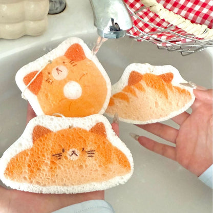 Toast Cat & Croissant Cat Cellulose Sponge