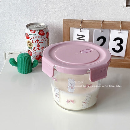 Pink Cute Bunny Glass Food Storage Series