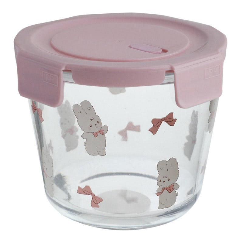 Pink Cute Bunny Glass Food Storage Series