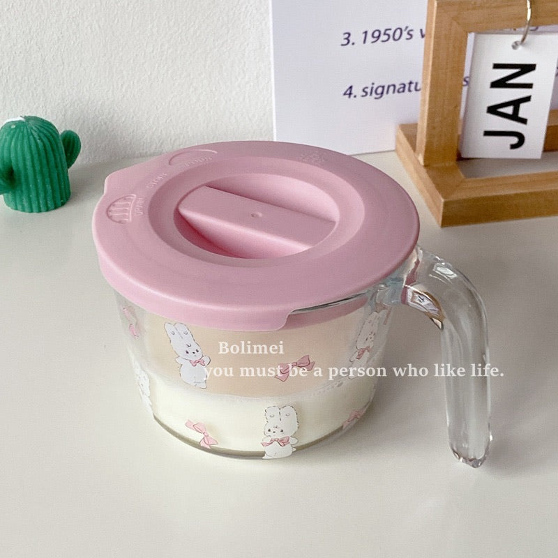 Pink Cute Bunny Glass Food Storage Series