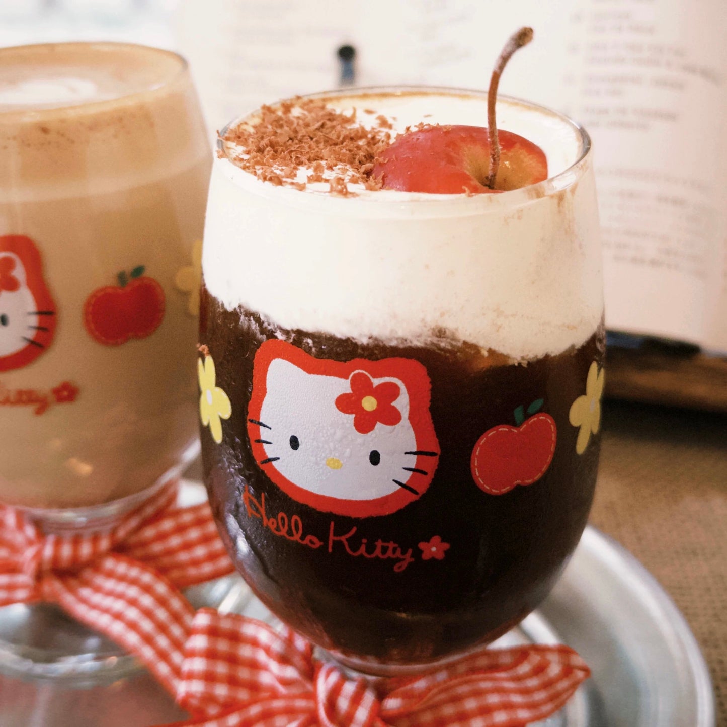 Hello Kitty Apple & Flower Glass Cup