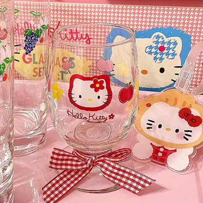 Hello Kitty Apple & Flower Glass Cup