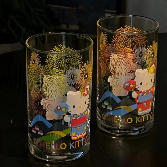 Hello Kitty Fireworks Vintage Glass Set of Two