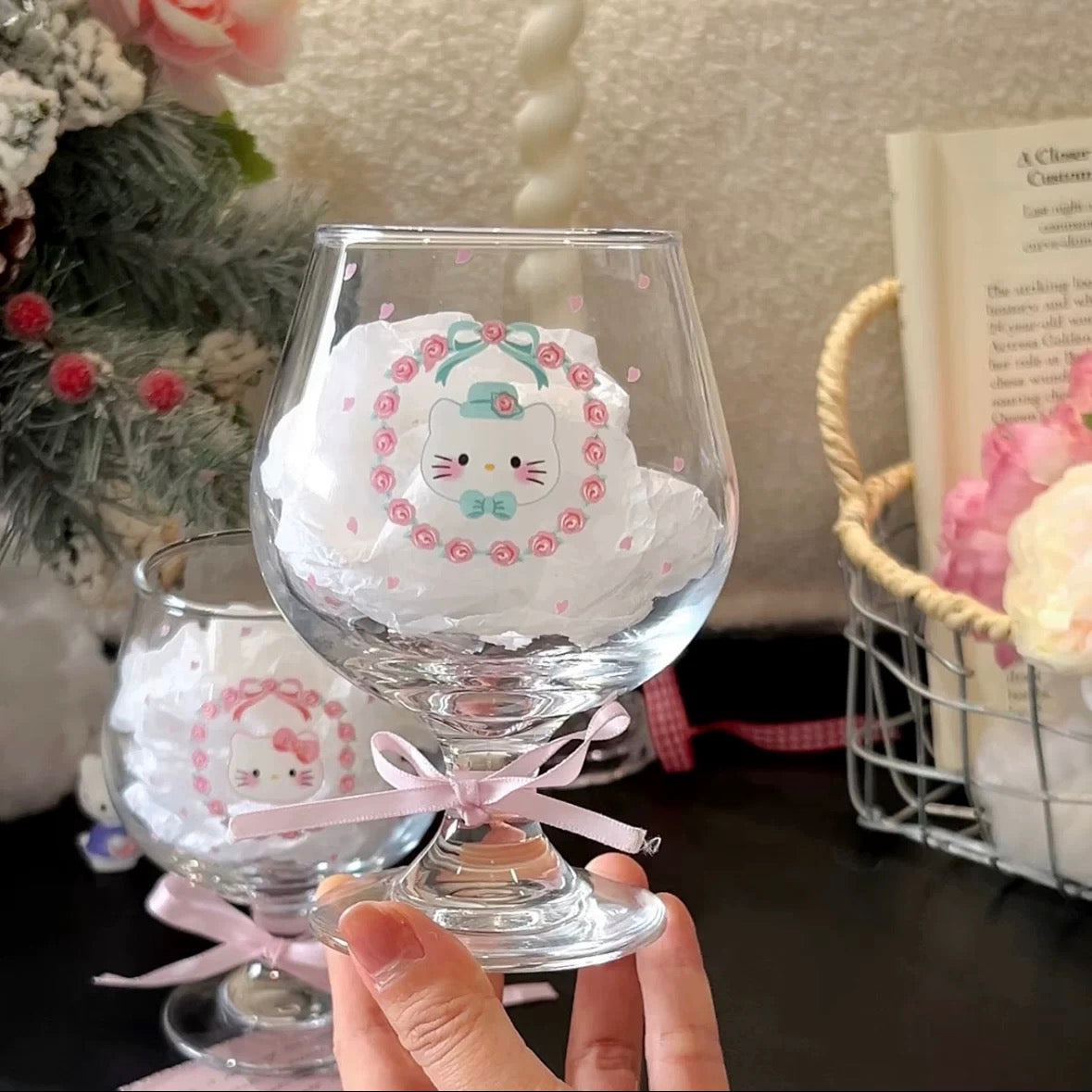 Hello Kitty Vintage Goblet Glass Cup