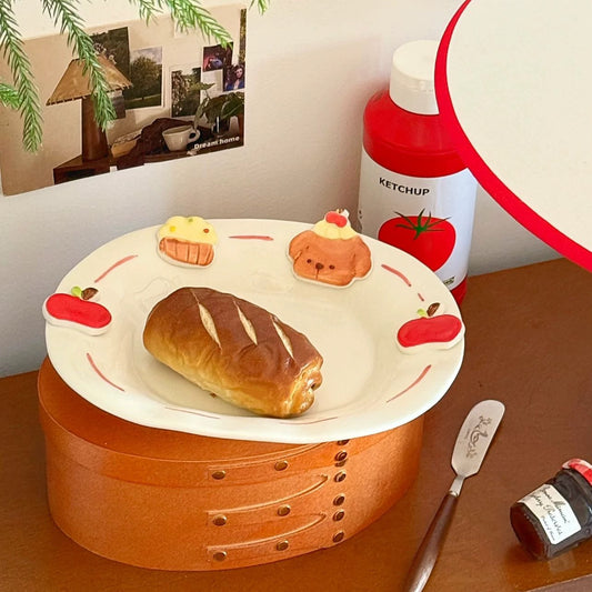 Apple & Puppy 3D Ceramic Plate