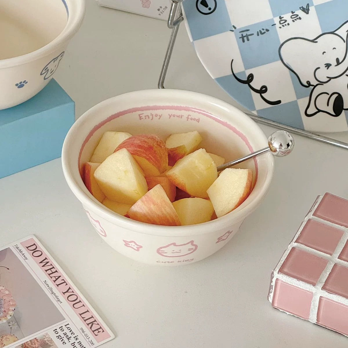 Cat, Dog & Bear Line Art Ceramic Bowl Series