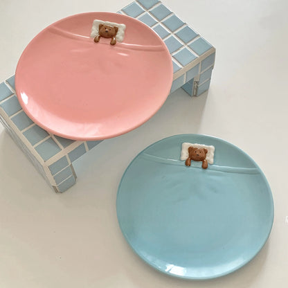 Bear in Blanket Ceramic Plate