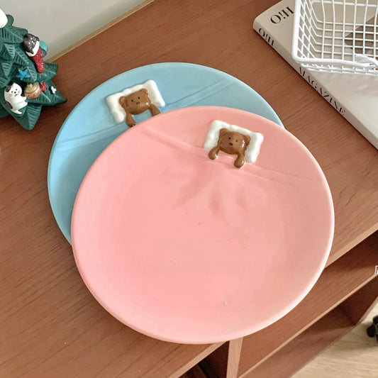 Bear in Blanket Ceramic Plate
