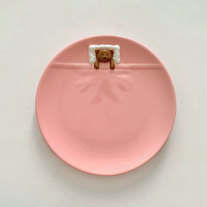 Bear in Blanket Ceramic Plate