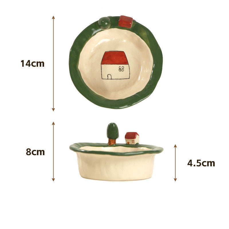 Mini House & Apple Ceramic Bowl