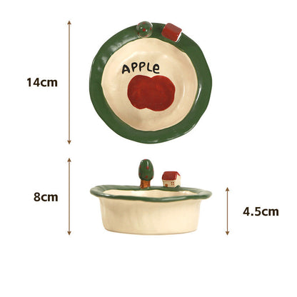 Mini House & Apple Ceramic Bowl