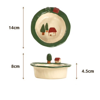 Mini House & Apple Ceramic Bowl