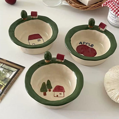 Mini House & Apple Ceramic Bowl
