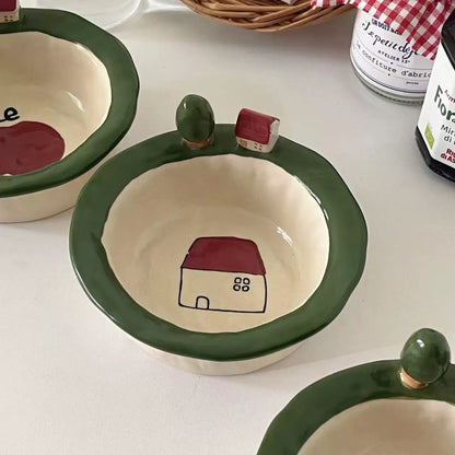 Mini House & Apple Ceramic Bowl