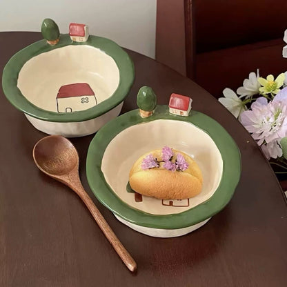 Mini House & Apple Ceramic Bowl
