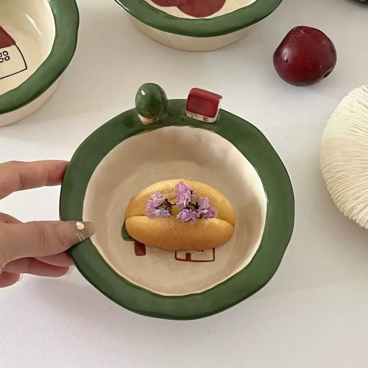 Mini House & Apple Ceramic Bowl