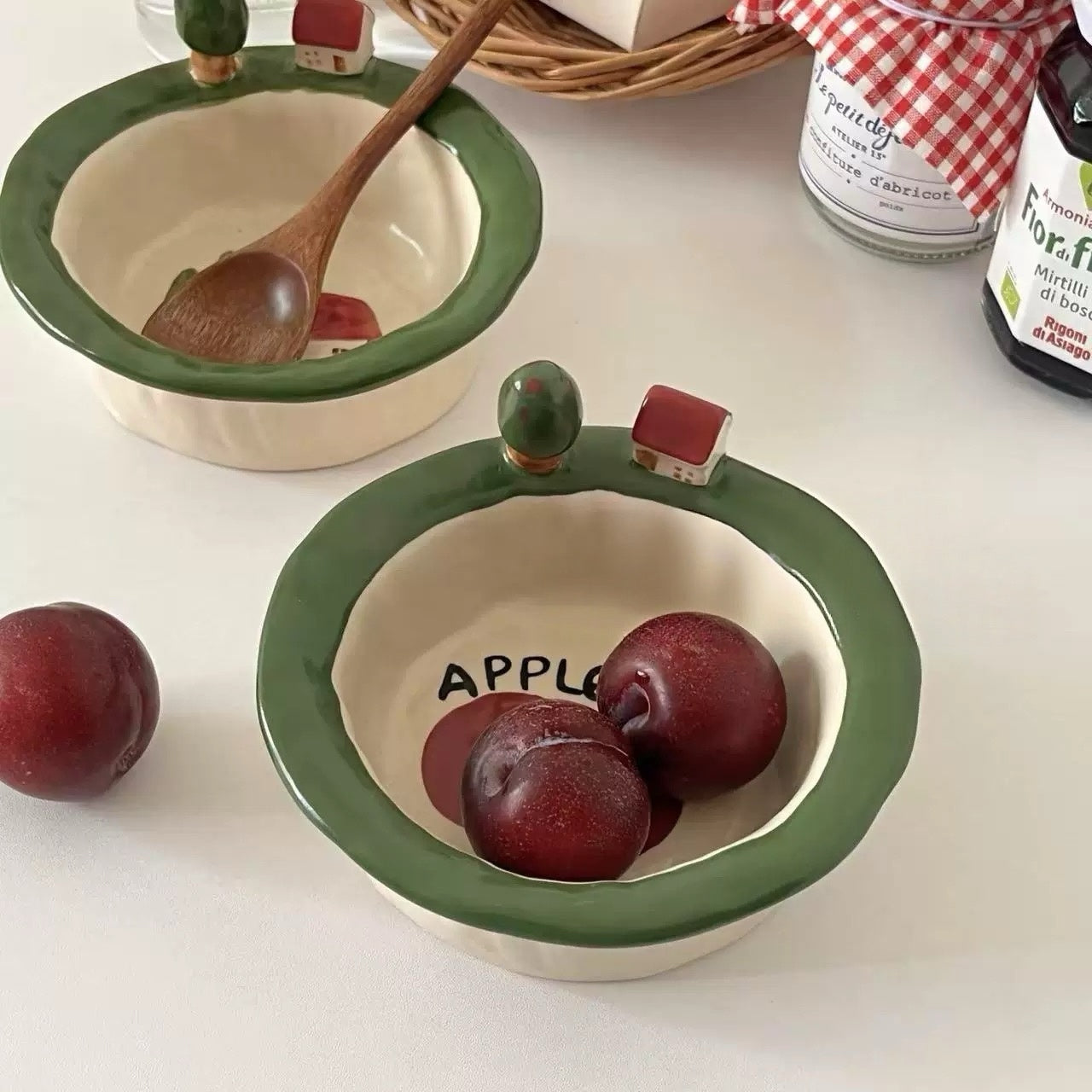 Mini House & Apple Ceramic Bowl
