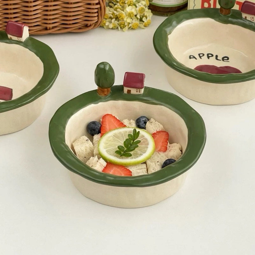 Mini House & Apple Ceramic Bowl