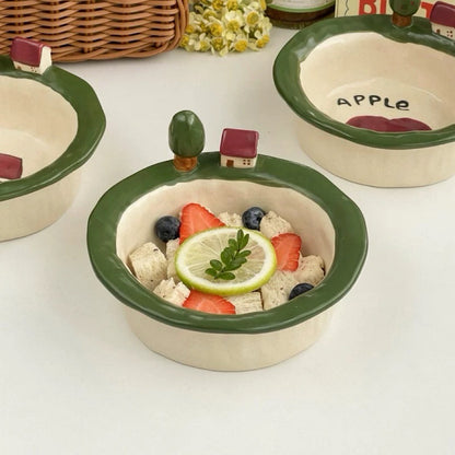 Mini House & Apple Ceramic Bowl