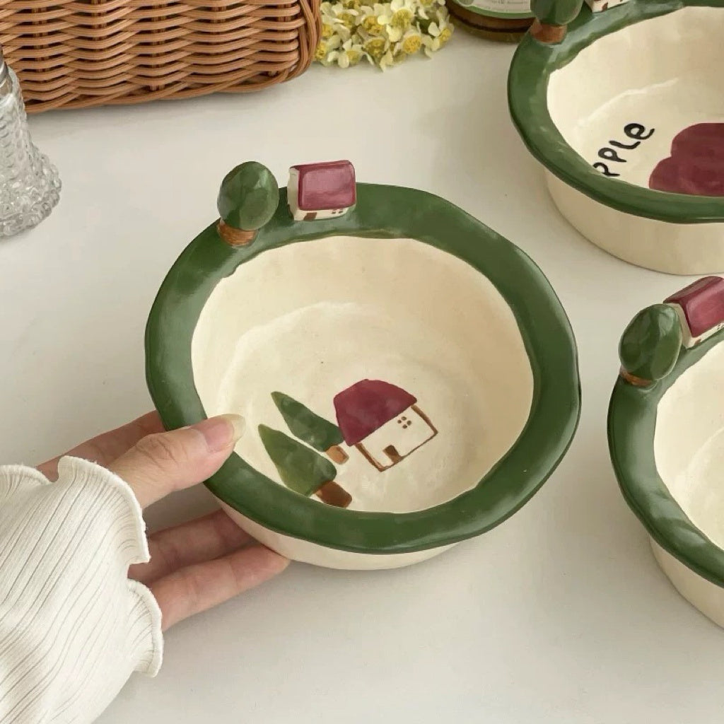 Mini House & Apple Ceramic Bowl